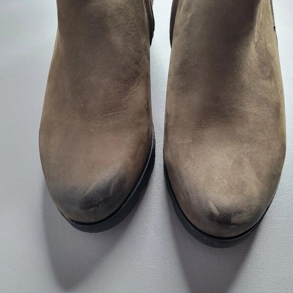 Bussola Womens Chelsea Ankle Boots Round Toe Leather Silk Nubuck Stone 40 / 9 US - Picture 7 of 11